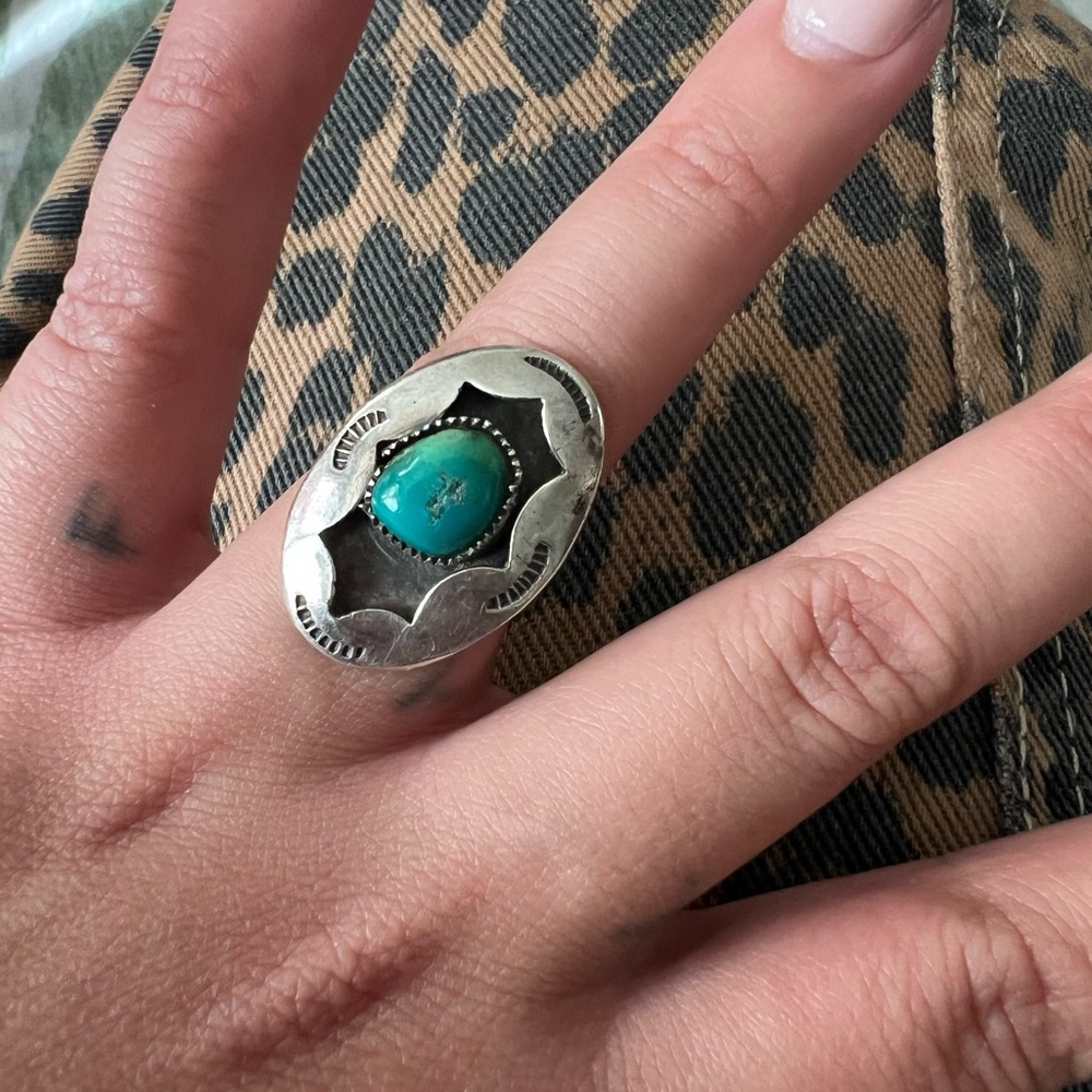 Turquoise Silver Ring size 7